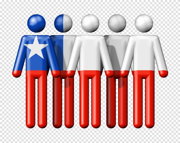 PSD flagge von chile auf strichmännchen