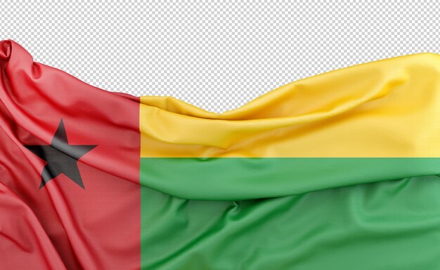 PSD flagge von guinea-bissau auf weißem hintergrund mit kopierraum über der 3d-rendering