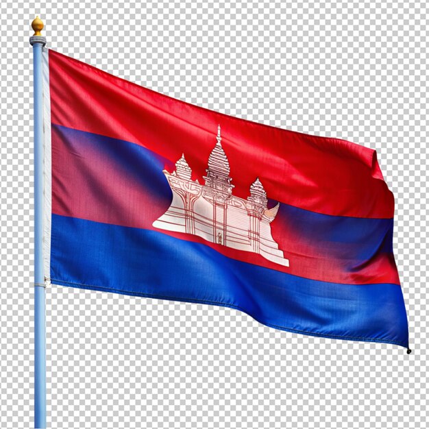 Flagge von kambodscha auf durchsichtigem hintergrund