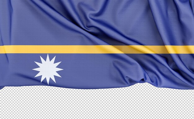 PSD flagge von nauru auf weißem hintergrund mit kopierraum unterhalb der 3d-rendering