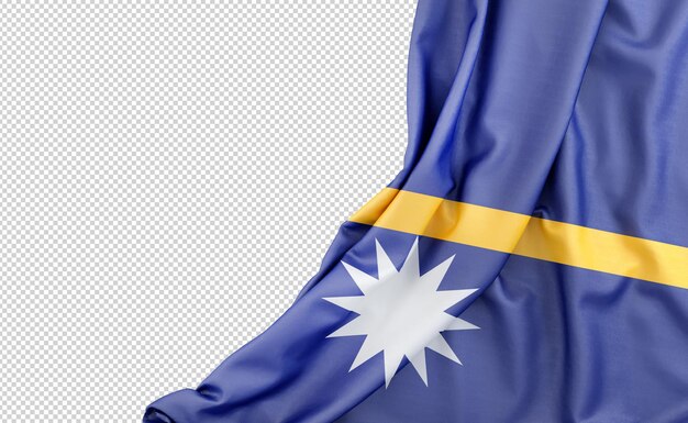 PSD flagge von nauru mit leerem raum auf der linken seite isolierte 3d-rendering