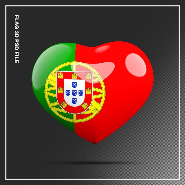 Flagge von Portugal Form Herz 3D-Element