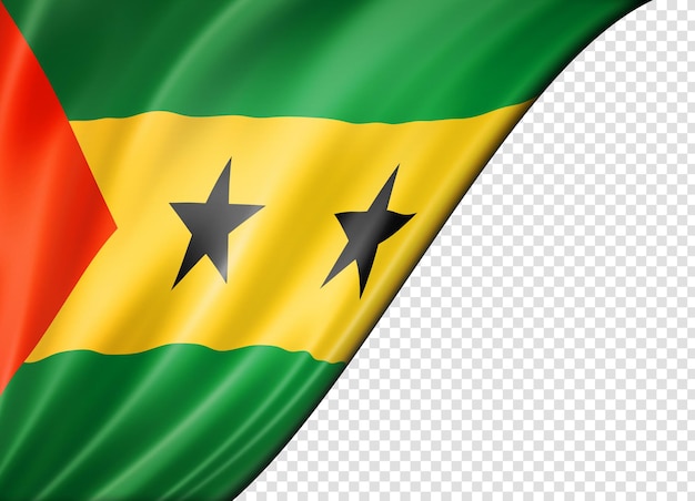 Flagge von sao tome und principe isoliert auf weißem horizontalem panoramabanner