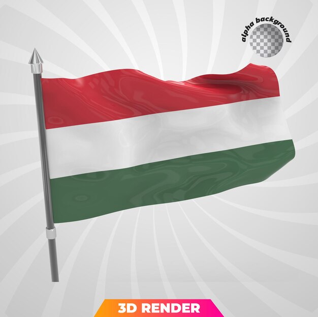 Flagge von ungarn design 3d-rendering