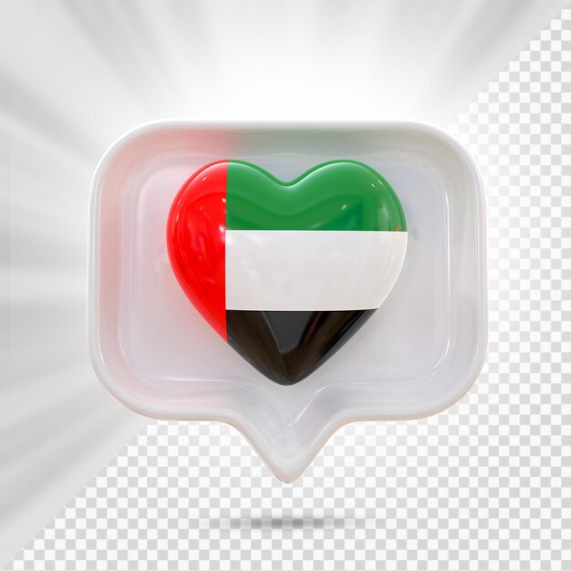 PSD flaggenherz der vereinigten arabischen emirate 3d-rendering