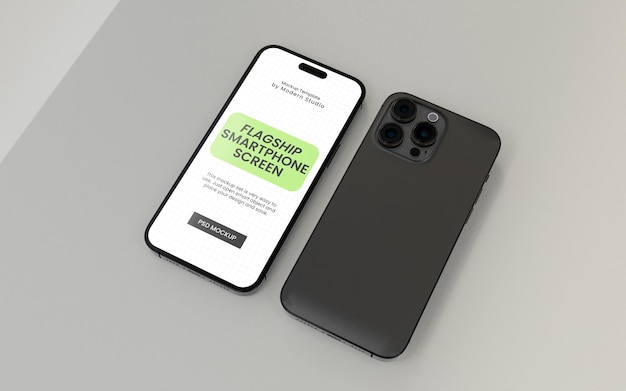 PSD flaggschiff-smartphone vorder- und rückseite nahaufnahme mockup