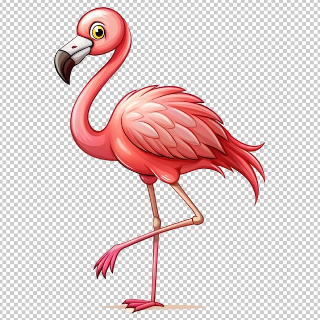 flamenco en estilo de dibujos animados aislado sobre un fondo blanco