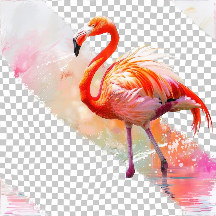 PSD un flamenco con un flamenco rosado en el fondo