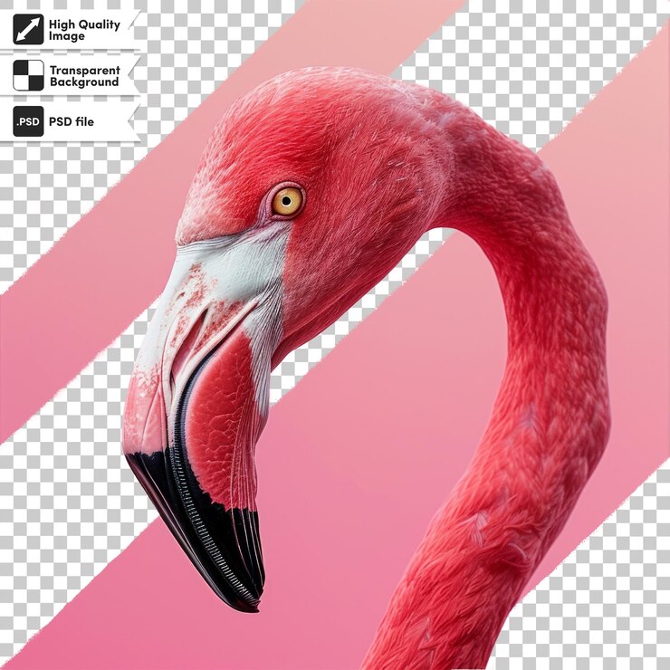 PSD un flamenco rosado con un logotipo de flamenco rosa en él