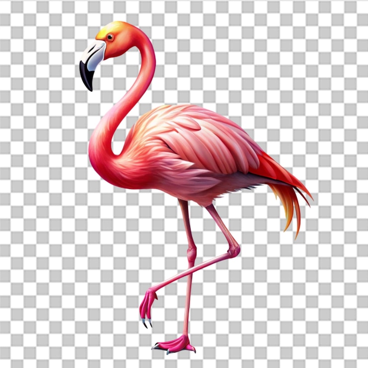 PSD flamenco rosado realista en 3d sobre un fondo transparente