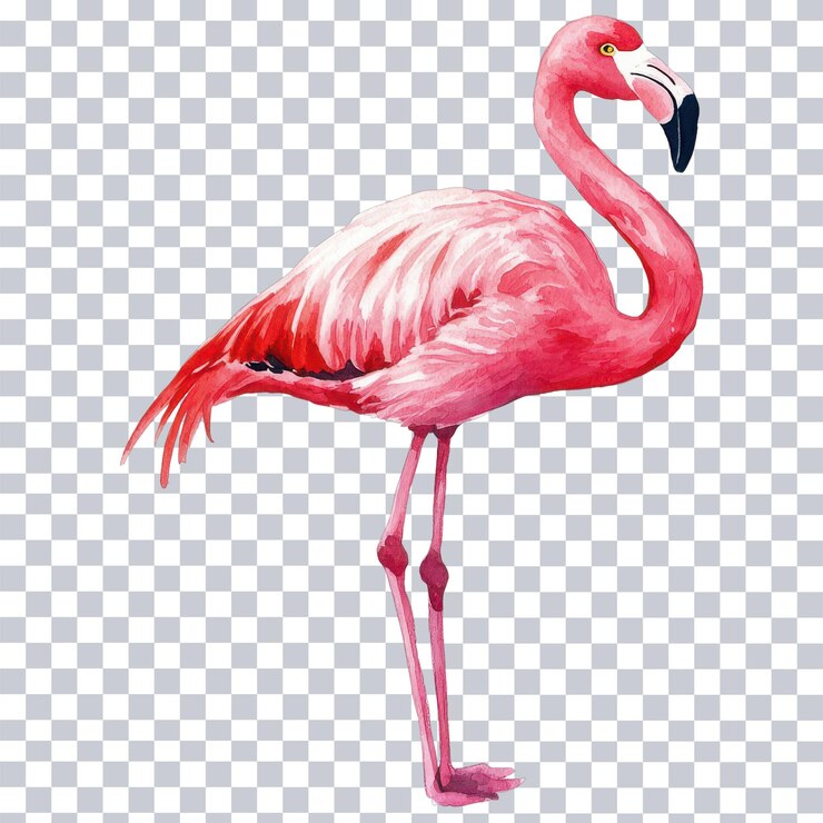 PSD flamingo de acuarela vibrante para proyectos creativos en fondo png transparente