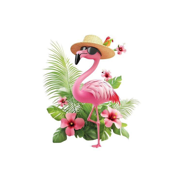 PSD flamingo in un paradiso tropicale per le vacanze estive