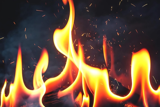 Flamme de feu sur un fond noir sombre