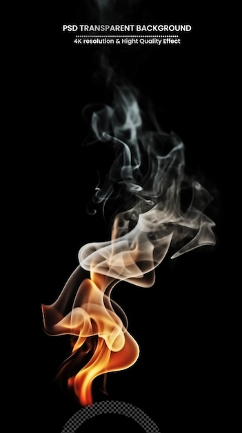 PSD des flammes de feu réalistes avec de la fumée sur un fond sombre