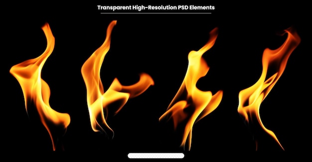 PSD des flammes sur un fond transparent