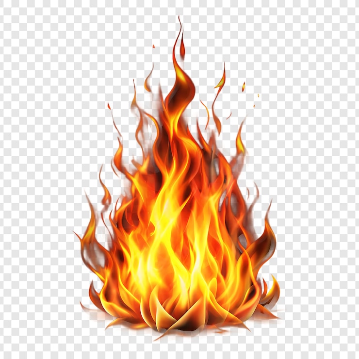 PSD des flammes réalistes sur un fond transparent