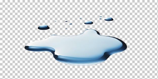 Flaque d'eau et gouttelettes isolées sur fond transparent png psd