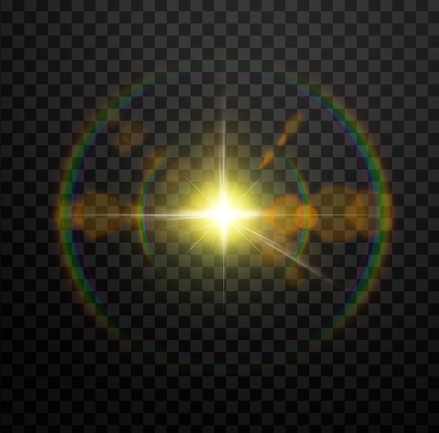 Flare de lente brilhante com halo prismático