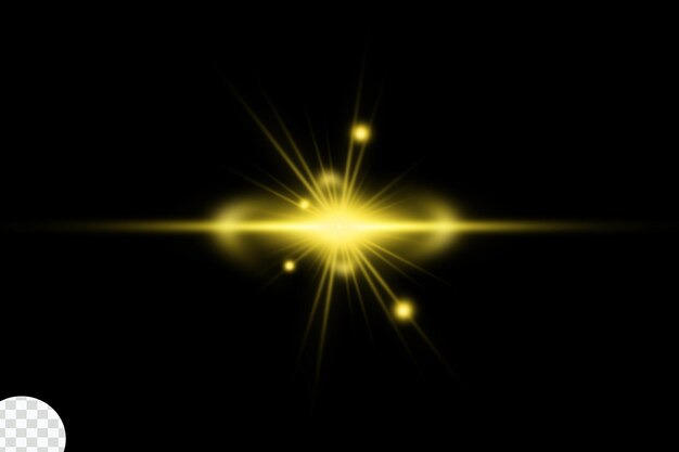 Flare de lente amarillo abstracto en un fondo transparente