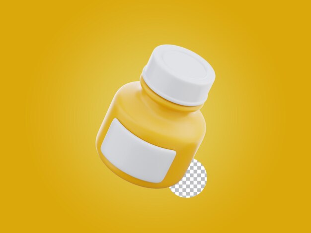 PSD flasca de tinta amarela ilustração de renderização 3d isolada em fundo transparente