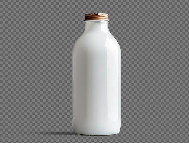 Flasche mit frischer Milch auf durchsichtigem Hintergrund