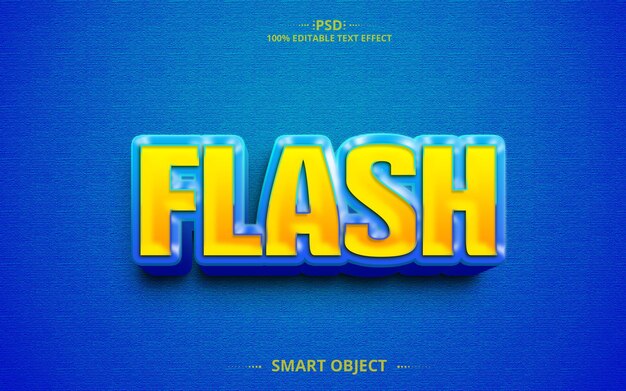 Flash 3D Vollständig bearbeitbares kreatives Texteffekt-Design in blauer Farbe