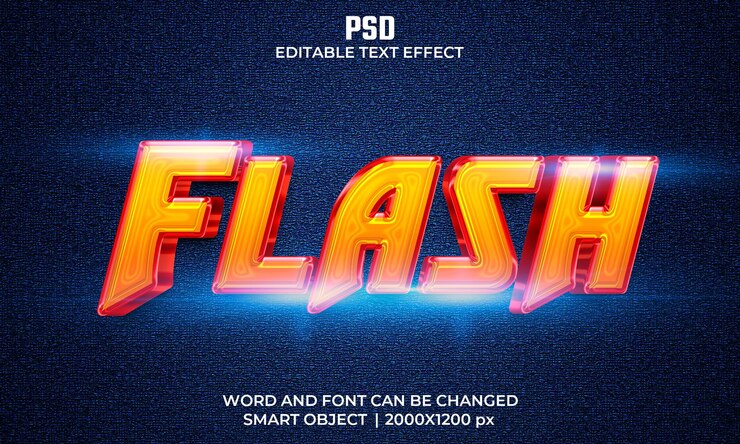 PSD flash efecto de texto editable 3d premium psd con fondo