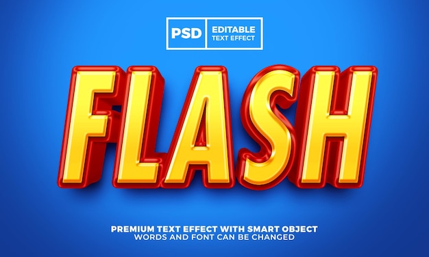 Flash hero comic cartoon 3d efecto de texto editable psd premium