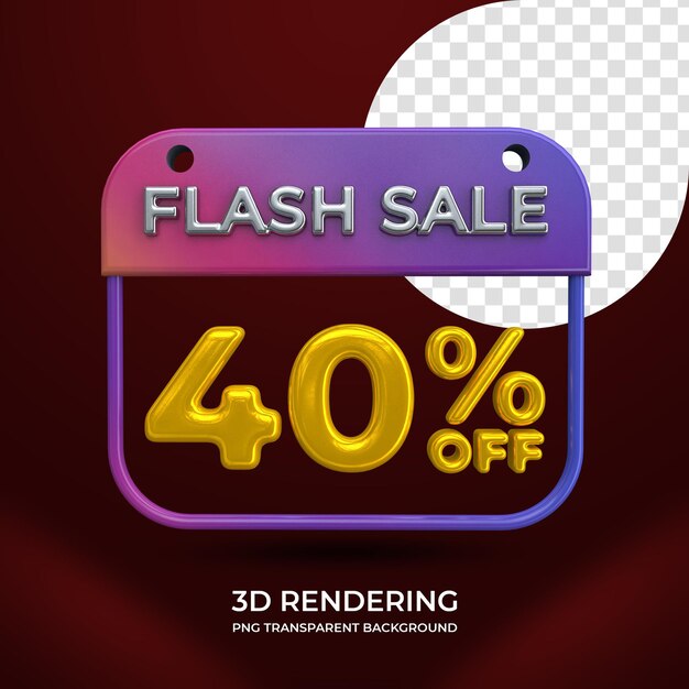 Flash Sale 40 Prozent Rabatt 3D-Rendering isolierter transparenter Hintergrund