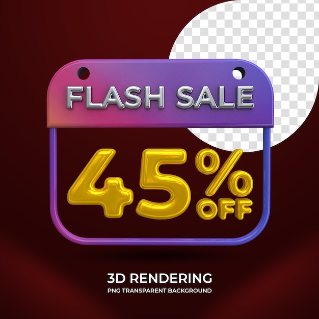 Flash sale 45 prozent rabatt 3d-rendering isolierter transparenter hintergrund