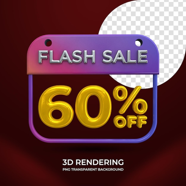 Flash sale 60 prozent rabatt 3d-rendering isolierter transparenter hintergrund