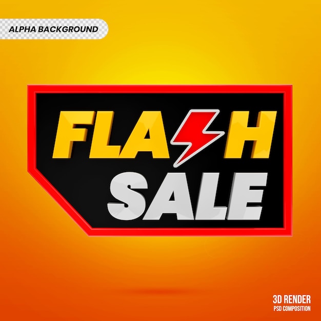 Flash sale badge 3d-rendering