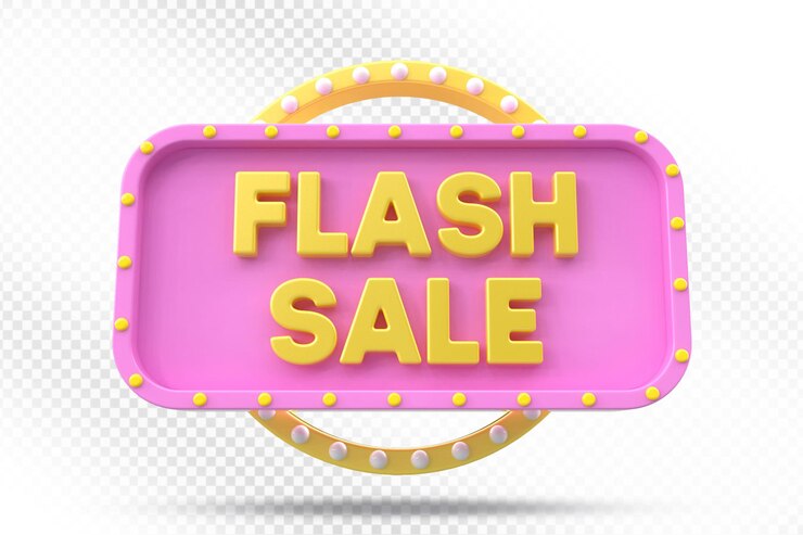 PSD flash sale label 3d illustration