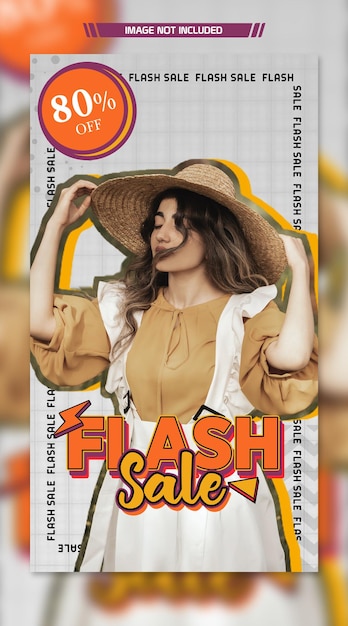 PSD flash sale moda retro promoção mídias sociais instagram stories modelo