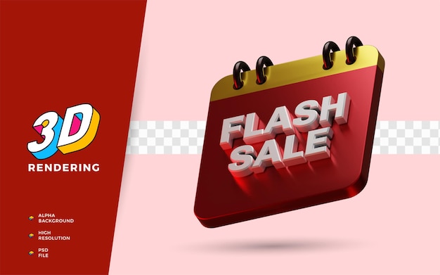 PSD flash sale shopping day discount festival 3d render object illustration