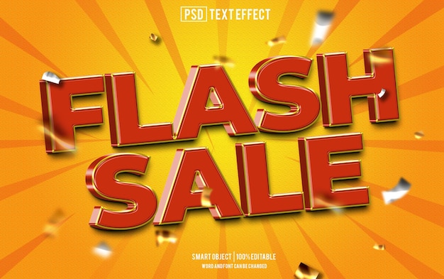 flash sale text effect font editable typography 3d text mockup template