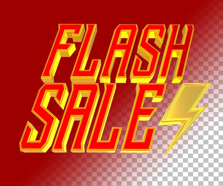 PSD flash-verkauf 3d-text