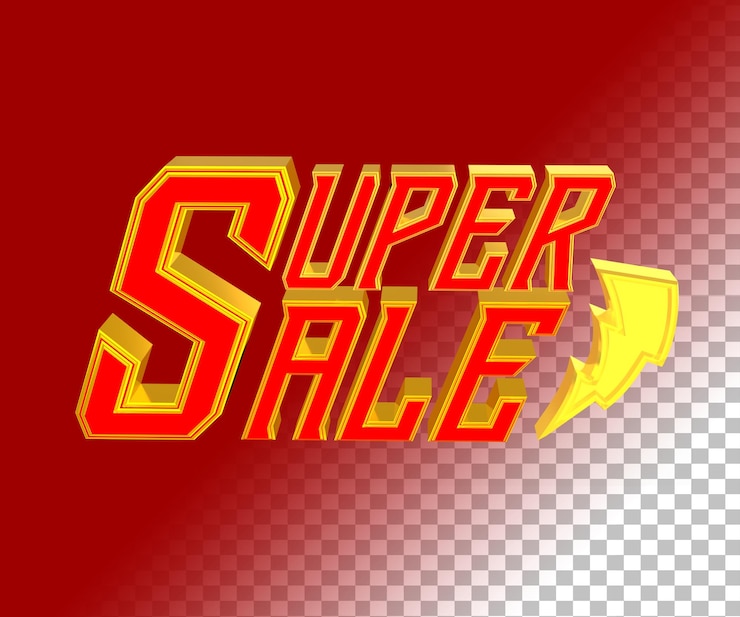 PSD flash-verkauf 3d-text