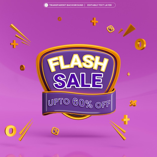 Flash-Verkauf 60 Rabatt 3D-Werbebanner mit bearbeitbarem Text