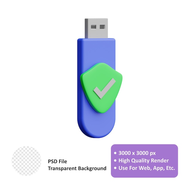 flashdisk protection 3d realistic object design vector icon illustration