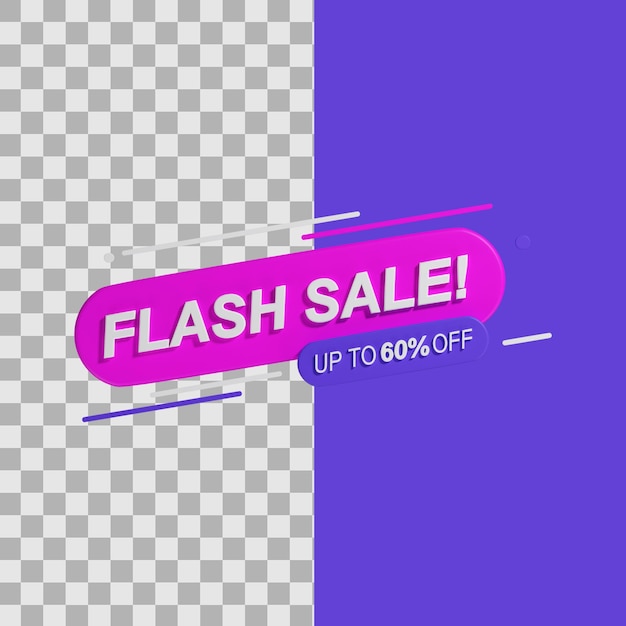 PSD flashsale 3d label até 60 off