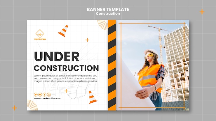 PSD flat design construction template