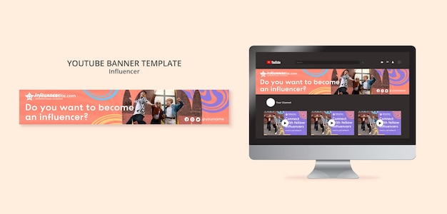 Flat design influencer job youtube banner