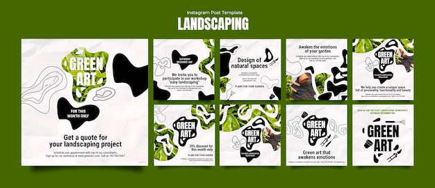 PSD flat design landschaftsgestaltung dienst instagram beiträge