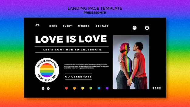 Flat Design Pride Month Landing Page Vorlage