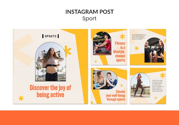 PSD flat design sport-workout-instagram-beiträge