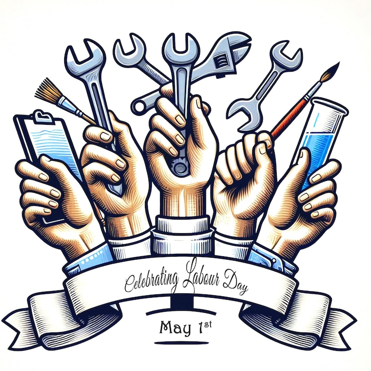 PSD flat labor day background poster design
