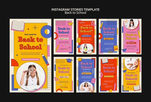 PSD flat lay back to school instagram stories template