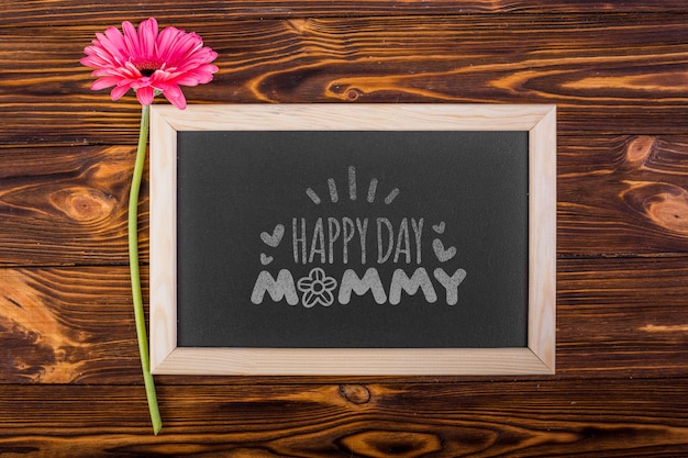 PSD flat lay slate mockup for easter