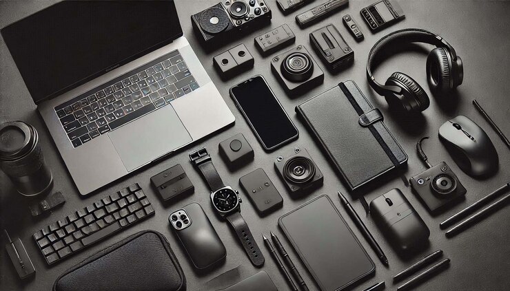 PSD flat lay technology circuit electronics design